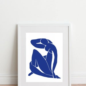 Drei Abstrakte Poster, SET von 3 Kunstdrucke, Henri Matisse kunst, Wandkunst, blaue abstrakte Drucke, abstrakte drucke, Wohnzimmer Bilder Bild 8