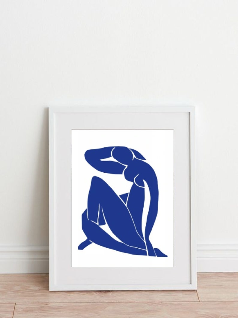 Drei Abstrakte Poster, SET von 3 Kunstdrucke, Henri Matisse kunst, Wandkunst, blaue abstrakte Drucke, abstrakte drucke, Wohnzimmer Bilder Bild 8