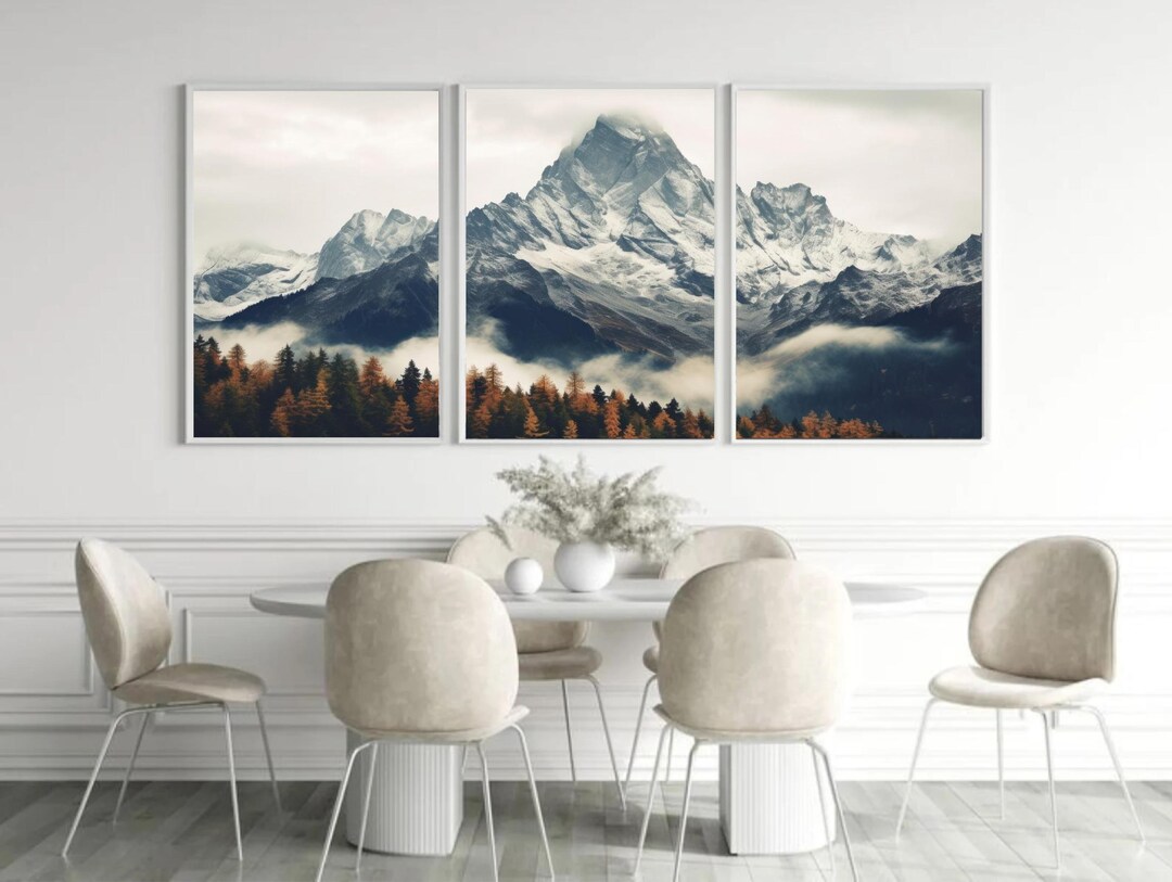 Wall Art Set of 3, Mountains Landscape Photography, Autumn Wall Gallery ...
