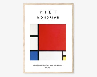 Art mural moderne, Piet Mondrian art, Piet Mondrian affiche, affiche d'Art abstrait, affiche d'architecture, abstraction géométrique