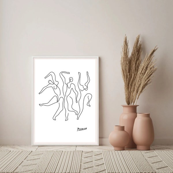 Picasso art, Danseurs Picasso, dessin au trait, impression picasso, croquis picasso, dessin au trait minimaliste, affiche de danse