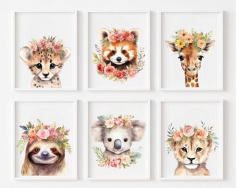 Ensemble De 6 Affiches, Affiche Pour Une Chambre D’Enfant, Affiches chambre bebe, Animaux affiches, chambre de garcon, affiche chambre bb