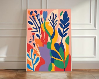 Art mural moderne, abstraction moderne, affiche de fleurs, affiche d'Art abstrait, fleurs affiche, art mural jardin, tableau décorative,