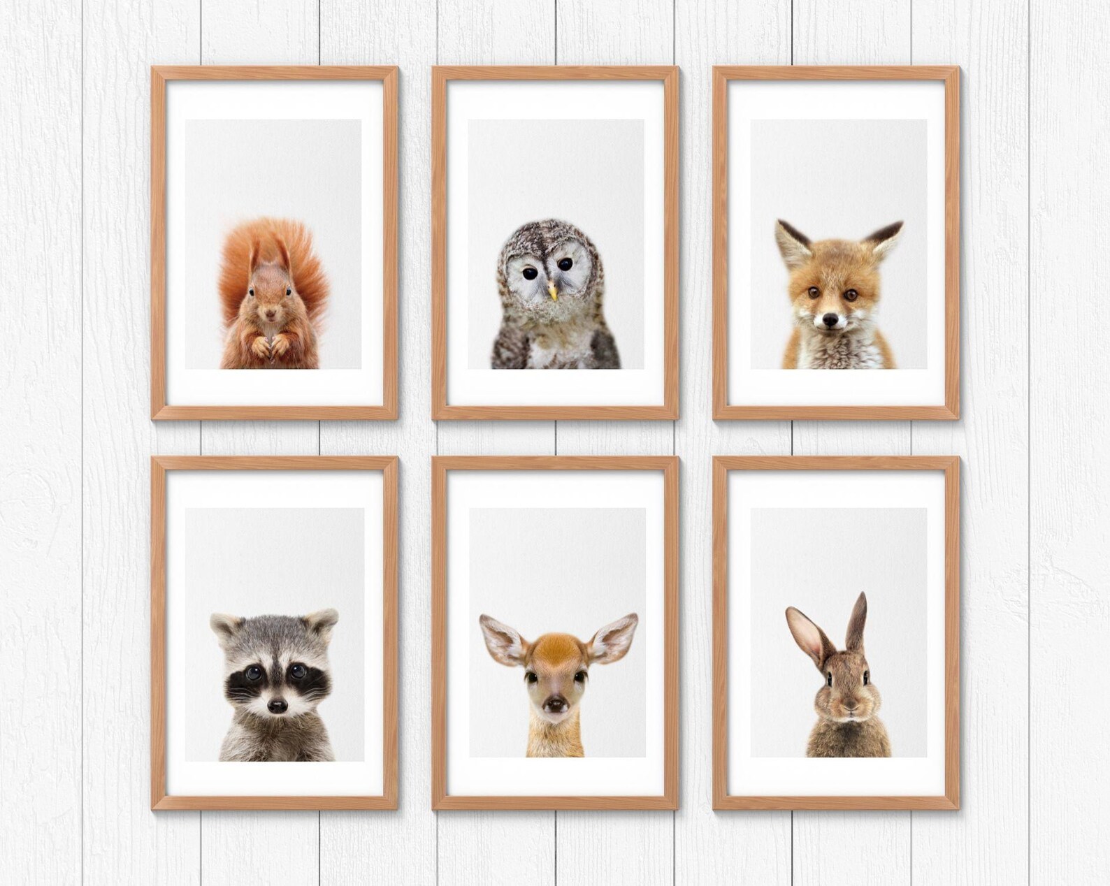 Wall Art Set of 6 Prints, Forest Animals Pictures, Woodland Nursery ...