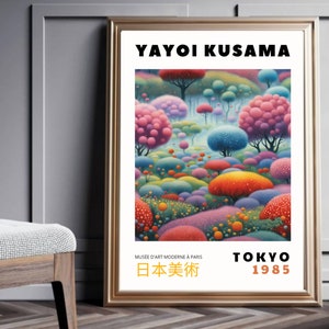 Yayoi Kusama Poster, moderne Wandkunst, Ausstellungsplakat, japanische Malerei, bunte Blumen-Wandbilder, Wanddekoration, Kunst Wohnzimmer