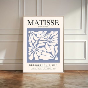 Matisse-Blume,  Moderne Abstraktion, blaues Poster, Matisse Wandkunst, Henri Matisse Bild, Abstraktes Kunst, Blume Bild, Aktkunst Matisse