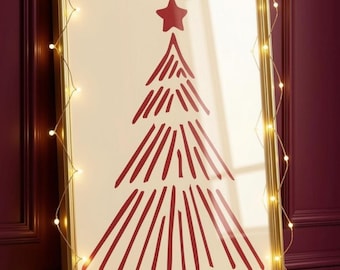 Minimalist Christmas Tree Drawing, Modern Winter Poster (Unframed)