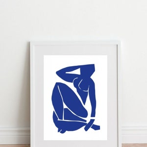 Drei Abstrakte Poster, SET von 3 Kunstdrucke, Henri Matisse kunst, Wandkunst, blaue abstrakte Drucke, abstrakte drucke, Wohnzimmer Bilder Bild 10