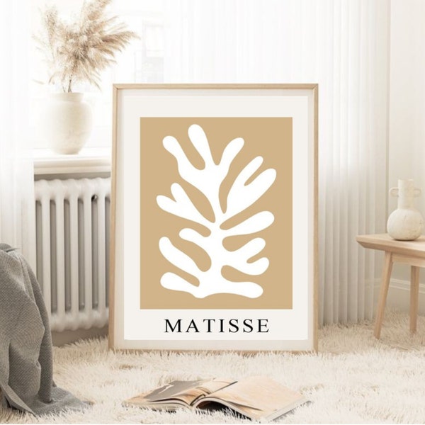 Ausstellungsplakat, Henri Matisse Poster, Abstraktes Kunstdruck, Matisse-Blume, beige Wanddekoration, abstrakte Matisse-Form, Matisse Bilder