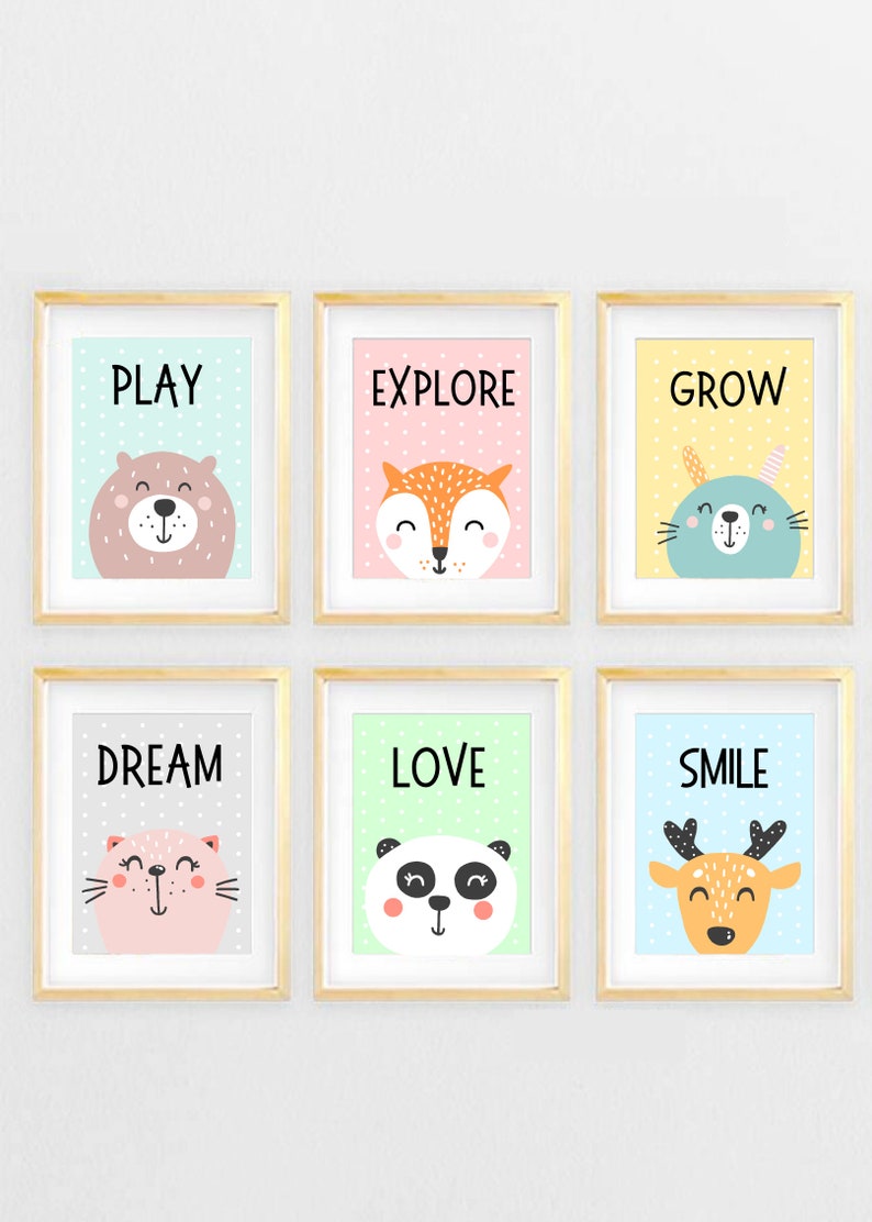 Set of Nursery Wall Art Prints Animals Nursery Prints Kids Etsy