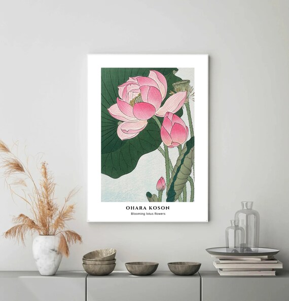Prints Lotus Flower Print Japanese Art Lotus Wall Art Kitchen Print ...