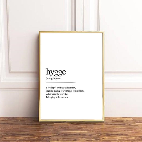 Affiche Hygge, Décoration murale, Hygge définition, Affiche typographique, cadeau