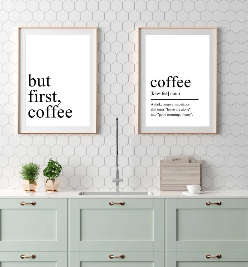 Set of 2 prints Kitchen wall art Modern kitchen decor coffe | Etsy