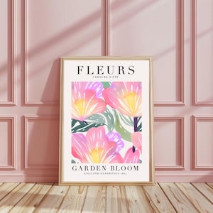 Pastellblumen Frühlingsdekoration, Blumen in Vase Zeichnung, dekoratives Blumen Poster,  Kunstdruck, Wanddekoration, Zimmer Wandbilder