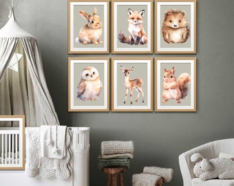 Ensemble De 6 Affiches, Affiche Pour Une Chambre D’Enfant, Affiches chambre bebe, Animaux affiches, chambre de garcon, affiche chambre bb