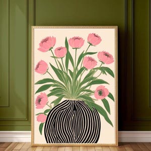 Póster de flores, arte mural de Matisse, decoración del hogar, adorno de habitación, impresión en colores pastel, dibujo de flores en un jarrón, pintura colorida, cuadro floral, regalo