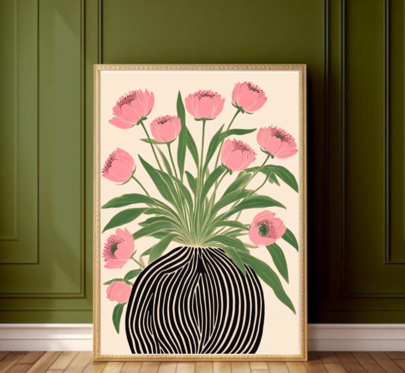 Poster Art Floral 50x70cm - Affiche Fleurs Classique - ARTTOR - Décoration Murale (orange/multicolore)