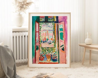 Plakat Matisse, nowoczesna abstrakcja, kolorowy obraz, otwarte okno malarstwo, obraz ilustracja, matisse dekoracja ścienna do salonu, pokoju