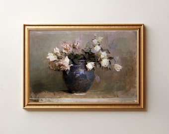 affiche de bouquet de fleurs, fleurs dans un vase, tableau roses, fleurs dans un vase, décoration murale horizontale, tableau ancien,