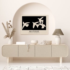 Dibujo de Matisse, pájaros en vuelo Matisse, decoración del hogar, impresión artística de pájaros, tapiz de pared grande Matisse, póster horizontal, pintura, adorno de habitación