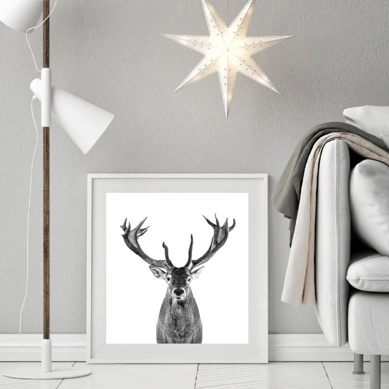 Deer Wall art print Christmas decoration 2020 Reindeer | Etsy