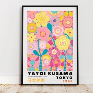 Yayoi Kusama Poster, Pastellblumen zeichnen, moderne Wandkunst, bunte Blumen-Wandbilder, moderne Wanddekoration, Kunstdruck Wohnzimmer