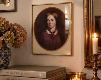 Charlotte Bronte Portrait, Vintage Painting, English Wall Art Print, The author of Jane Eyre