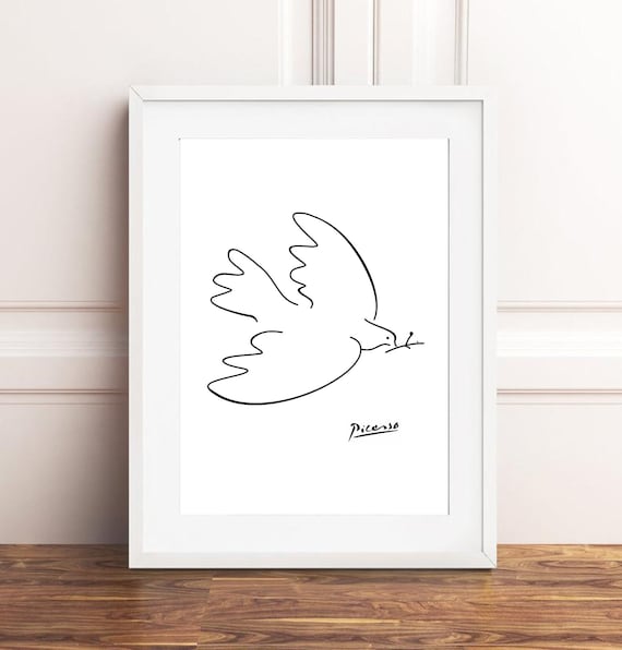 ピカソのポスター、鳩の絵、ピカソのアートの壁、ピカソの鳥のアート