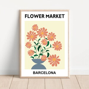 Blumenposter, Ausstellungsposter, Blumenstraußposter, Blumen Bilder, Barcelona druck, Wanddekor, Dekoposter, Blumen malen, Grafik Blumen