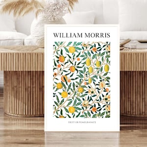 Morris Wand Kunstdruck, gelbes botanisches Poster, Zitronen Zeichnung, Obst Kunst, antike Malerei, Raumschmuck, Sommer Dekoration, Küchenkunst