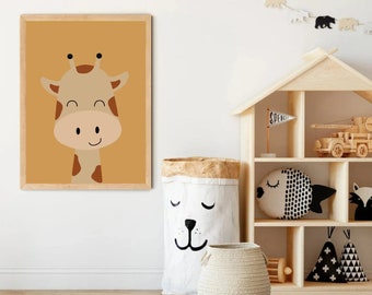 Nursery wall art print, giraffe drawing, safari ornament, Kids room decor, Animal art print, Wild animal painting, child room poster