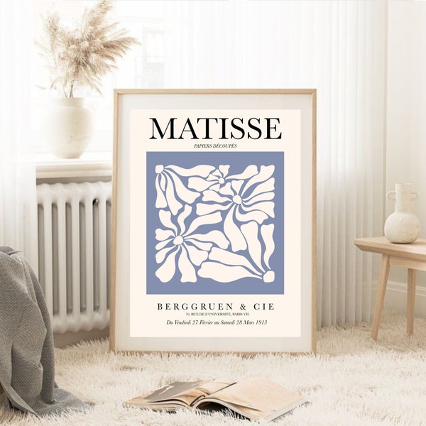 Plakat Matisse, Henri Matisse plakat, nowoczesna abstrakcja, niebieski plakat, kwiat Matisse, sztuka Matisse, plakat abstrakcyjny,