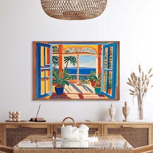 Plakat Matisse'a, wydruk ścienny, obraz St Tropez, otwarte okno Matisse'a, domu, dekoracja pokoju, wydruk eklektyczny, rysunek