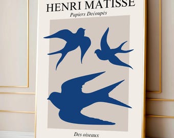 Swallows Wall Art, Matisse Wall Art Decor, Flying Birds Matisse