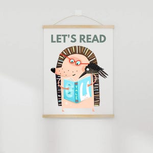 Bücher lesen Poster, Bilder Buch, KinderKinderzimmerdekoration, Montessori-Dekoration, Zeichnen mit Büchern, Geschenk für Bücherwurm