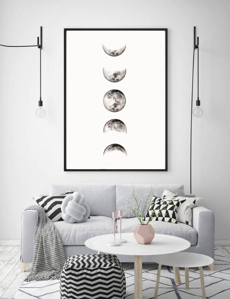 Moon phases wall art print Moon phases Photography Bedroom Etsy