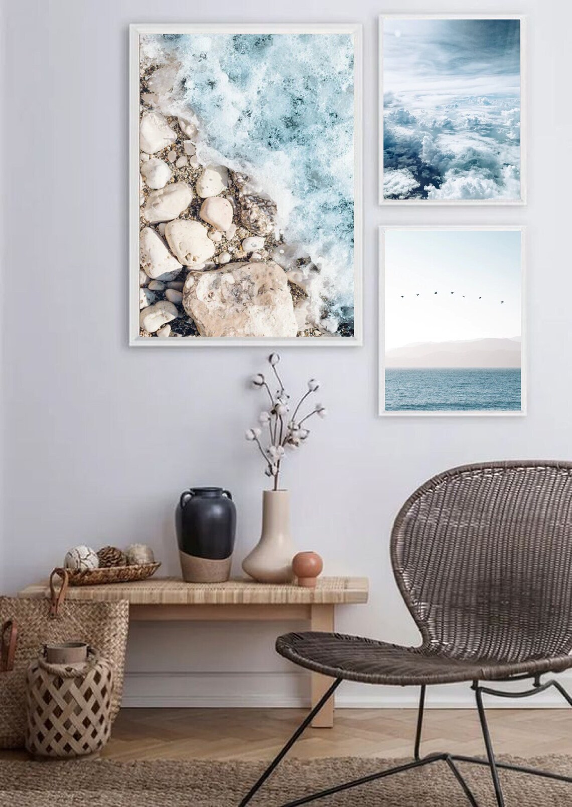 Set of 3 Wall Art Prints Coastal Style Wall Art Living Room Etsy