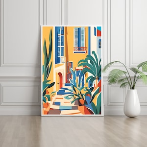 illustrazione azzurra, stampa artistica da parete Matisse, decorazione da parete colorata, quadro soggiorno, poster mare, quadro riviera francese, arredamento per la casa