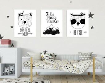 Ensemble De 3 Affiches Pour Chambre D’Enfant, Affiche chambre bebe, affiche pour bebe, affiche pour chambre garcon, affiche pour garcon,