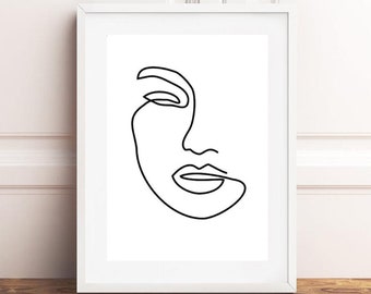 One Line Wall Art, Woman face line art, Fashion Printable, Fashion Linear Art Print, Female Drawing Poster, Minimalist Beauty wall art,