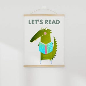 Bücher lesen Poster, Bilder Buch, KinderKinderzimmerdekoration, Montessori-Dekoration, Zeichnen mit Büchern, Geschenk für Bücherwurm