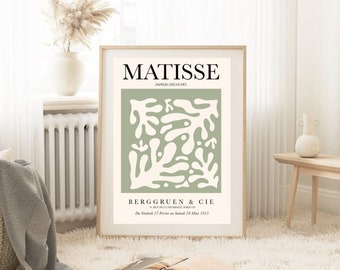 Matisse wall art wall,  exhibition poster, abstract Matisse, sage green home decor,  room ornament,  wall hanging, Matisse art print, gift