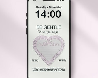 Pretty Heart and Bow Phone Wallpaper | Soft Girl Aesthetic | Coquette Style | Self-Love Quote | Set of 3 | Digital Download.