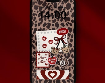 Motivational Phone Wallpaper | Cute Leopard Print and Empowering Quote Stickers | Digital Download | Self Love and Confidence Aesthetic
