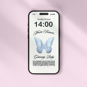 Cute Aesthetic Butterfly iPhone wallpaper, Phone lock screen, Y2k, Motivational quote Phone wallpaper, Phone background, Digital download.