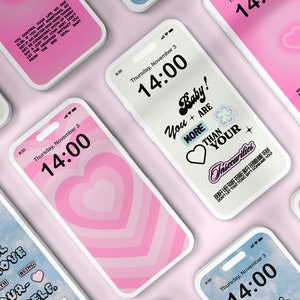 Ästhetisches iPhone Wallpaper Bundle, iOS Phone Lock Screen, Wallpaper Variety Pack, Zitate zur Selbstliebe, 4er-Set, digitaler Download.