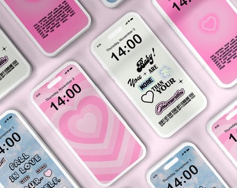 Aesthetic iPhone Wallpaper Bundle, iOS Phone Lock Screen, Wallpaper Variety Pack, Self Love Quotes, Set of 4, Digital Download.