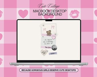 Motivational MacBook Desktop Wallpaper • Soft Girl Aesthetic • Digital Download • Cute Collage • Self Love Quote Background for Laptop •