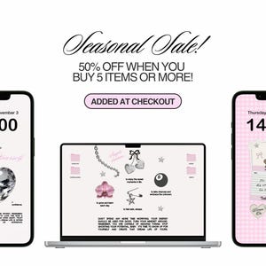 May include: A pink and white checkered background with a black phone displaying a pink and white digital clock that reads "Thursday, November 3 14:00". The phone screen also has a pink and white note with the text "You deserve the world baby, take care of yourself".