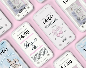 Coquette Aesthetic Wallpapers Bundle, Self-Love Quotes iPhone Wallpaper, Pink bows & Cherries Wallpaper Variety Pack, iOS, Digital Download.